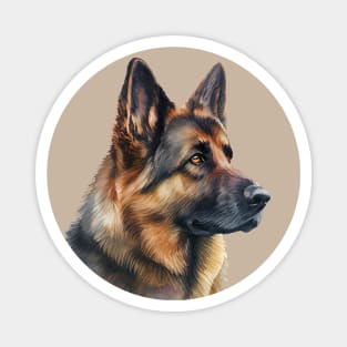 Watercolor Portrait of German Shepard Dog Magnet